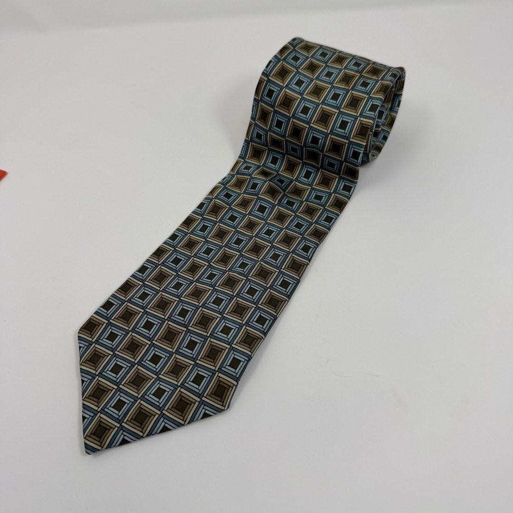 Unlisted Kenneth Cole Production Geometric Silk Neck Tie Y2K‎
